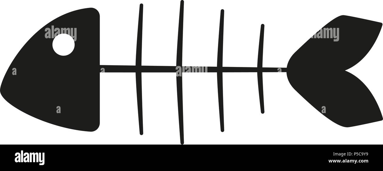 Schwarze und weiße Fischskelett Silhouette Stock Vektor