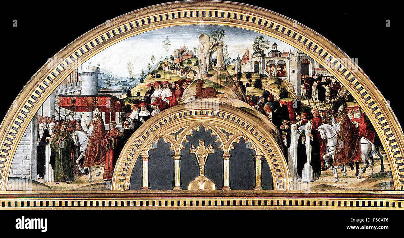 190 Benvenuto di Giovanni (1436-1518) Grégoire XI fresque de l'Ospedale Santa Maria della Scala à-Sienne Stockfoto