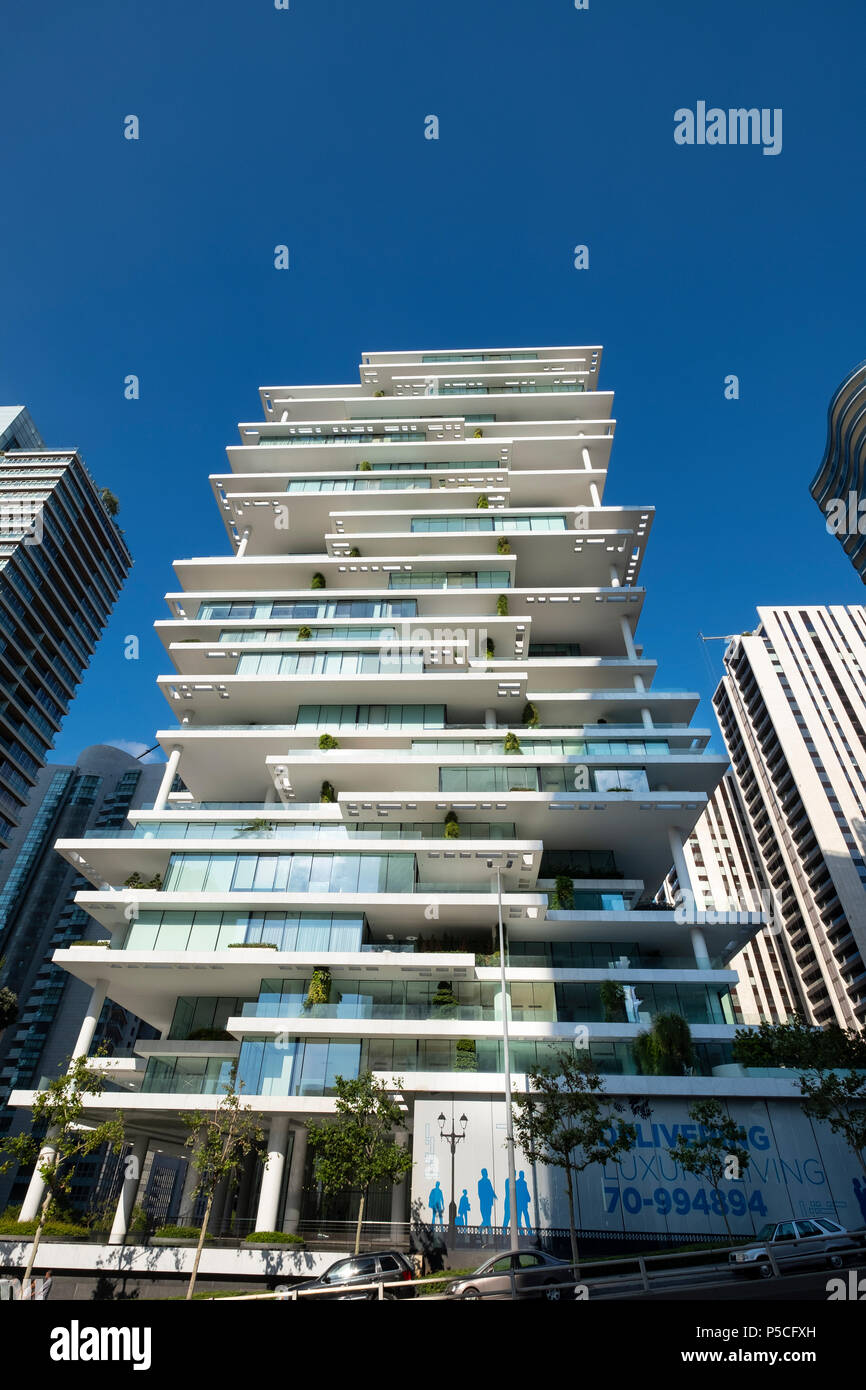 Modernes hohes Luxus Apartment Gebäuden, den Terrassen, im Zentrum von Beirut, Libanon. Stockfoto