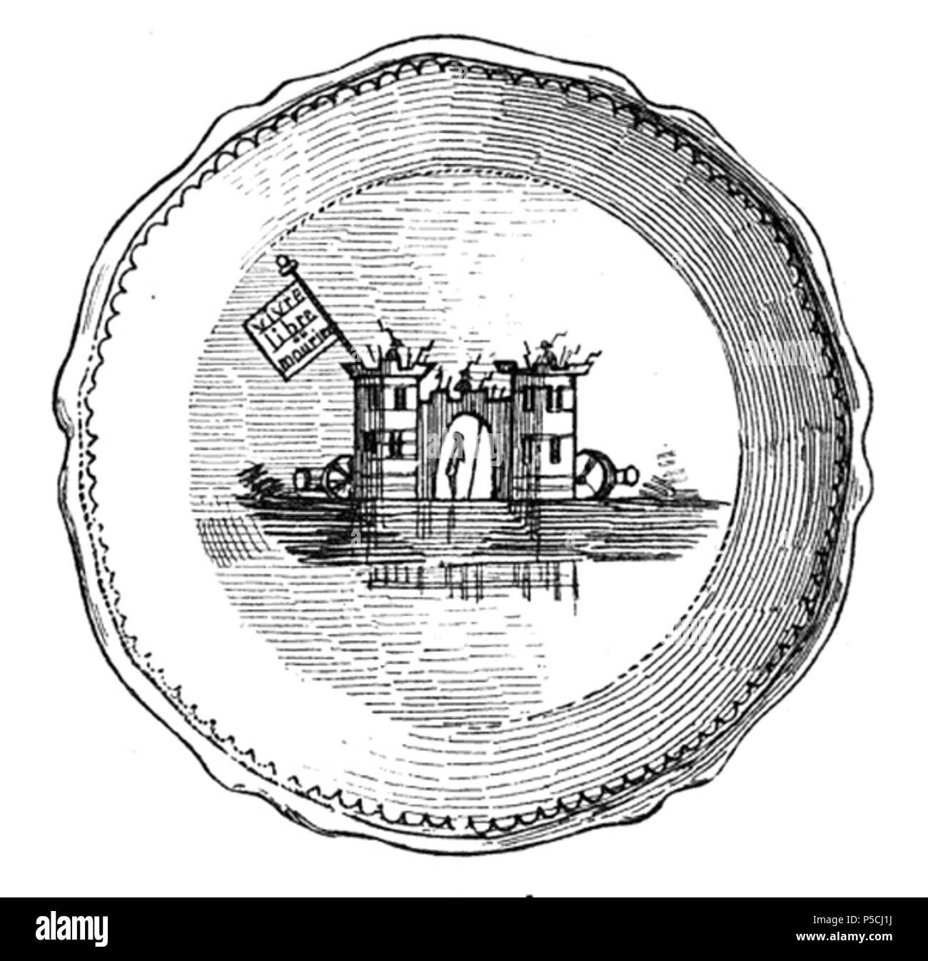 N/A. Français: Assiette de La Manufacture de Nevers avec un Motif révolutionnaire (Vivre libre ou Mourir). 20. Februar 2011. - Unidentifizierter Stecher 143 Assiette de Nevers Vivre libre ou mourir Stockfoto