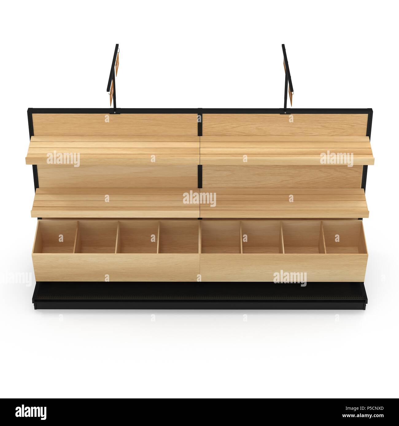 Bäckerei Lattenrost Regal Befestigung auf Weiß. 3D-Darstellung Stockfoto