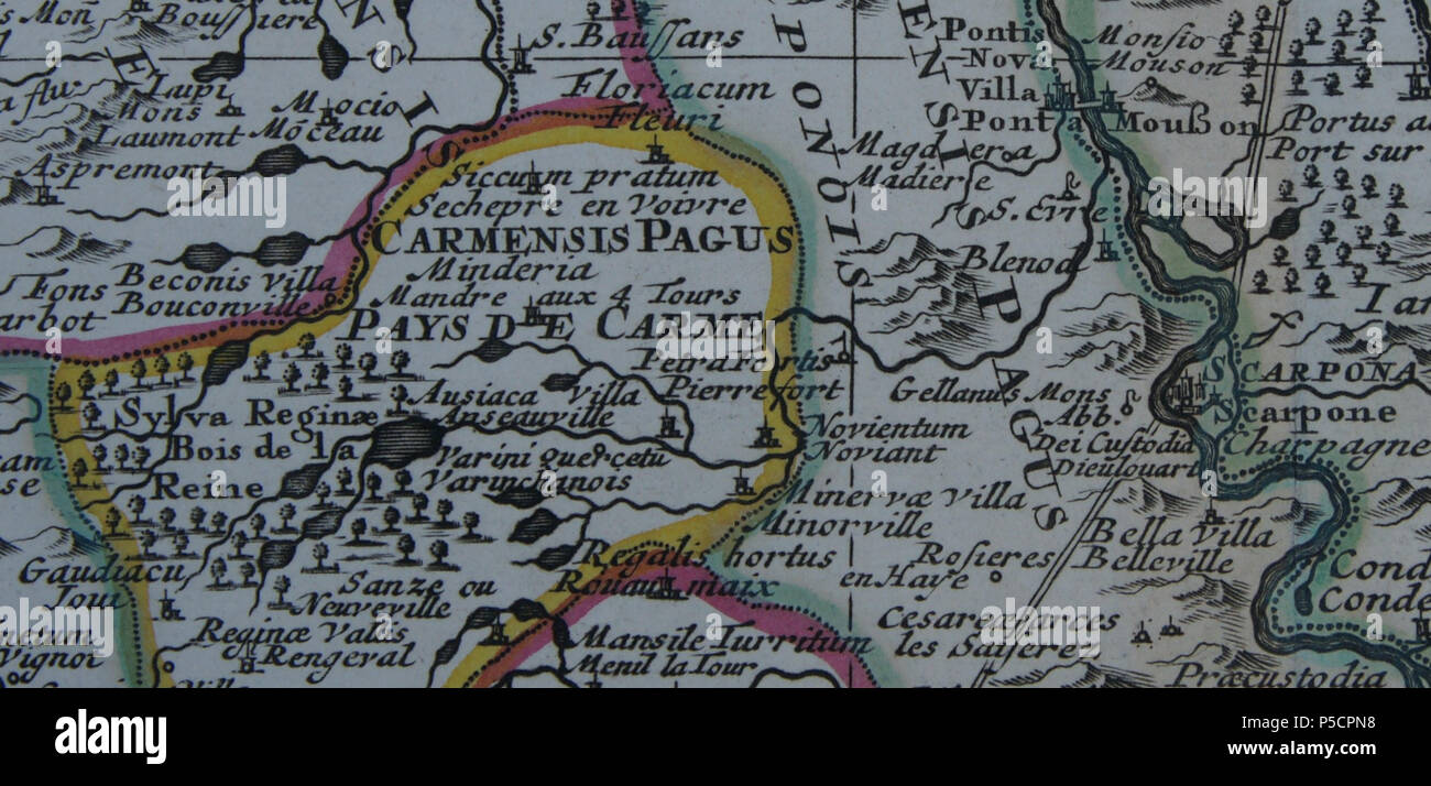 N/A. Englisch: Civitas sive Pagus Tullensis Leucorum, heute die Diözese Toul, als eine Geschichte dieser Diözese zu dienen. Von Guillaume de l'Isle. In Amsterdam J. Covens und C. Mortier. Français: Civitas sive Pagus Tullensis Leucorum, aujourdhui le Diözese de Toul, pour servir à l'Histoire de ce Diözese. Gleichheit Guillaume de l'Isle. Eine Amsterdam, Chez J. Covens et C. Mortier. 1742. Yohema. Covens et Mortier; Guillaume de Lisle, 1675-1726 525 Esch 1742 Stockfoto
