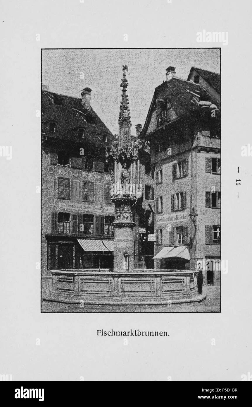 N/A. English: Buch: 'Neujahrsgruss aus Basel senden Gebrüder van Baerle, Basel, Fabrik Chem.-Techn. Produkte', Fischmarktbrunnen. ca. 1895. Unbekannt 319 CH-NB-Neujahrsgruss aus Basel - nbdig -18581 - Seite 013 Stockfoto