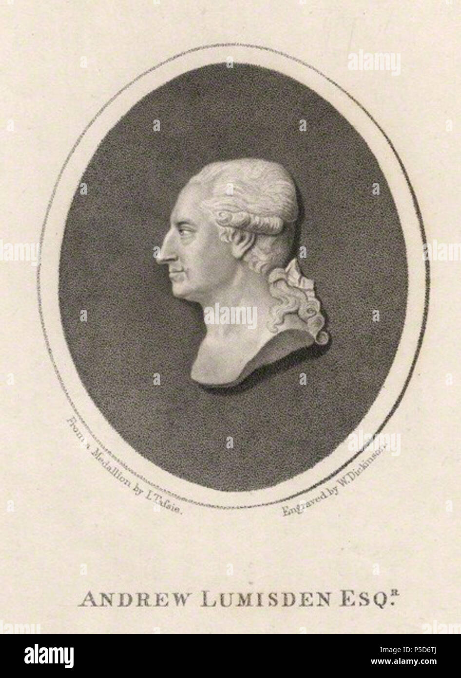 N/A. Englisch: Portrait von Andrew Lumisden (1720-1801), schottischer Jacobite. 1784. Stecher William Dickonson, nach einem Medaillon von James Tassie 100 Andrew Lumisden Dickinson Stockfoto