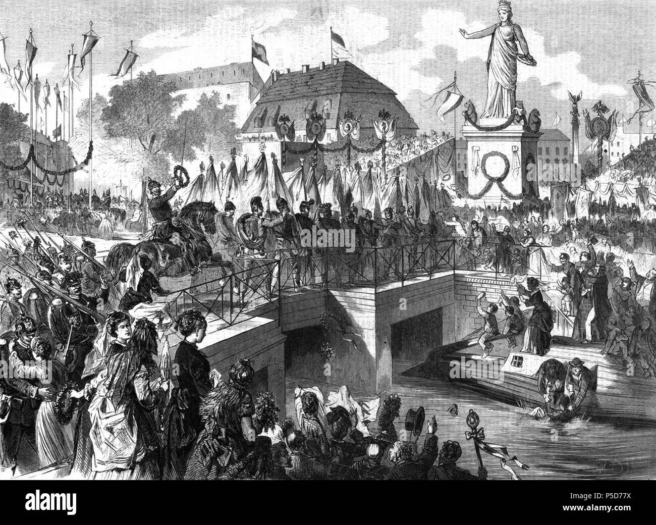 N/A. English: Heimkehr des Heeres / Berlin am 16. Juni 1871. Bildunterschrift: Der Krieg Triumpheinzug der Truppen in Berlin am 16. Juni 1871: Begrüßung der Kolossalstatue der Berolina am Halleschen Tor. Originalzeichnung von H. Scherenberg. . 1871. Hermann Scherenberg (1826 - 1897) Beschreibung Deutsche Illustrator und Maler Geburtsdatum / Tod 20. Januar 1826 21. August 1897 Ort der Geburt / Todes Swinemünde Groß-Lichterfelde Arbeitsort Berlin Authority control: Q 1238562 VIAF: 49997324 GND: 117218308 RKD: 357148 191 Berlin Heimkehr d Heeres 16-06-1871 (H Scherenberg IZ 57) Stockfoto