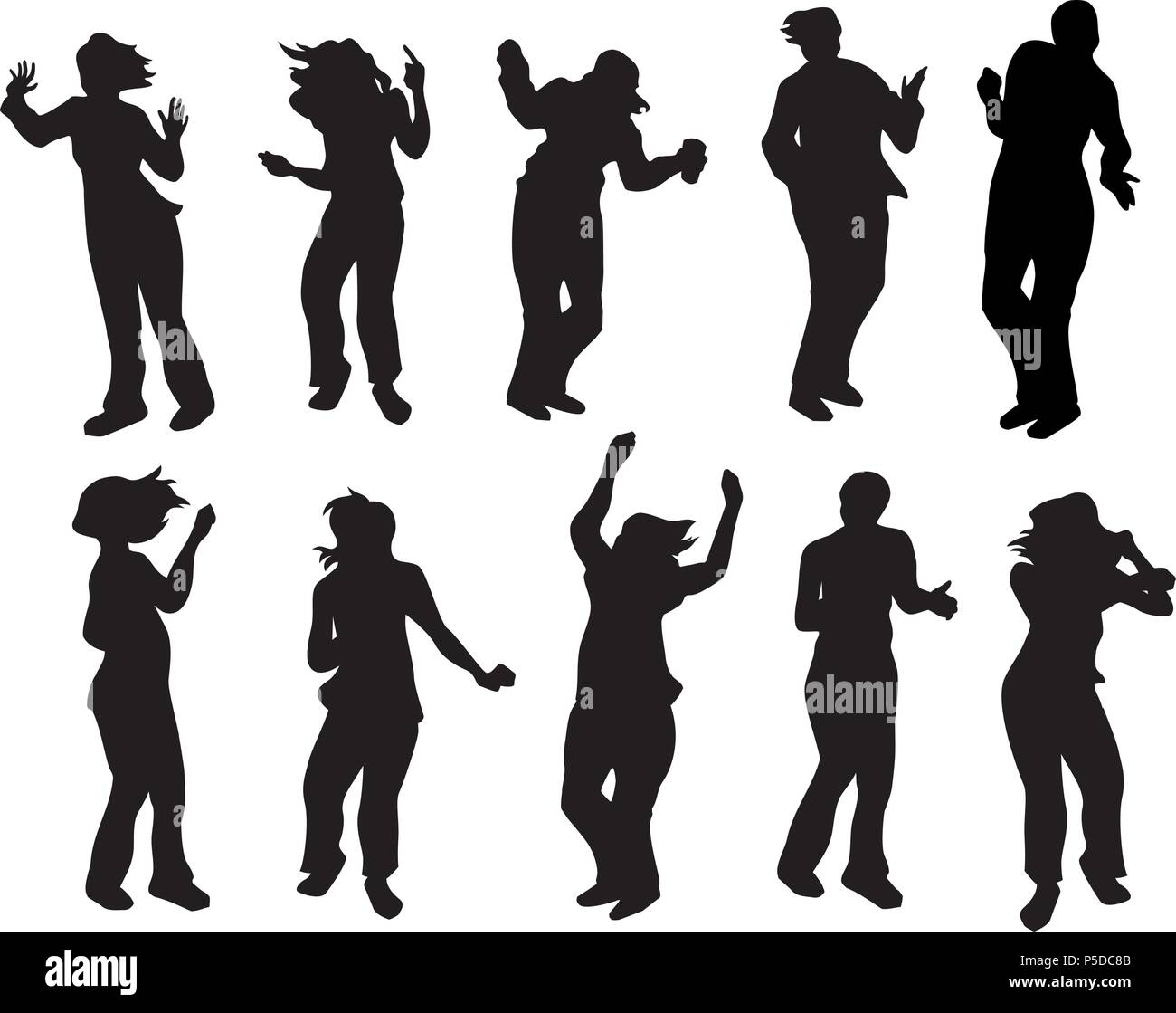 Tanzende Menschen Silhouetten Stock Vektor
