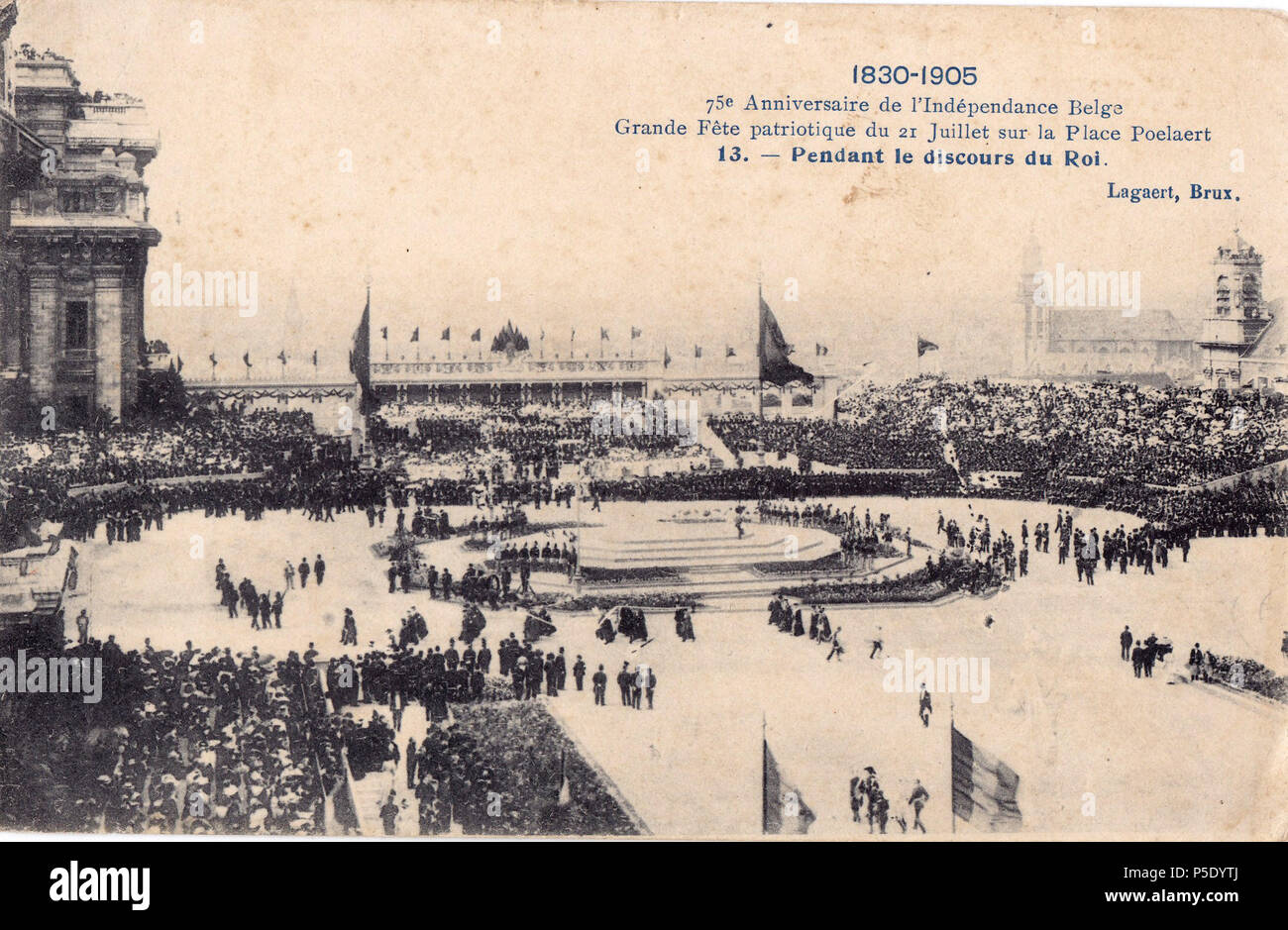 28 1830 1905, 75º aniversário da independência Belga, 13, Arquivo de Villa Maria, Angra do Delgada, Azoren. Stockfoto