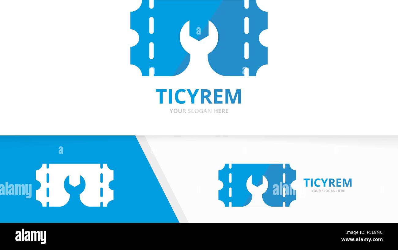 Vektor Ticket und Reparatur logo Kombination. Ducket und Fix-Symbol oder das Symbol. Einzigartige Karte und service Logo Design Template. Stock Vektor