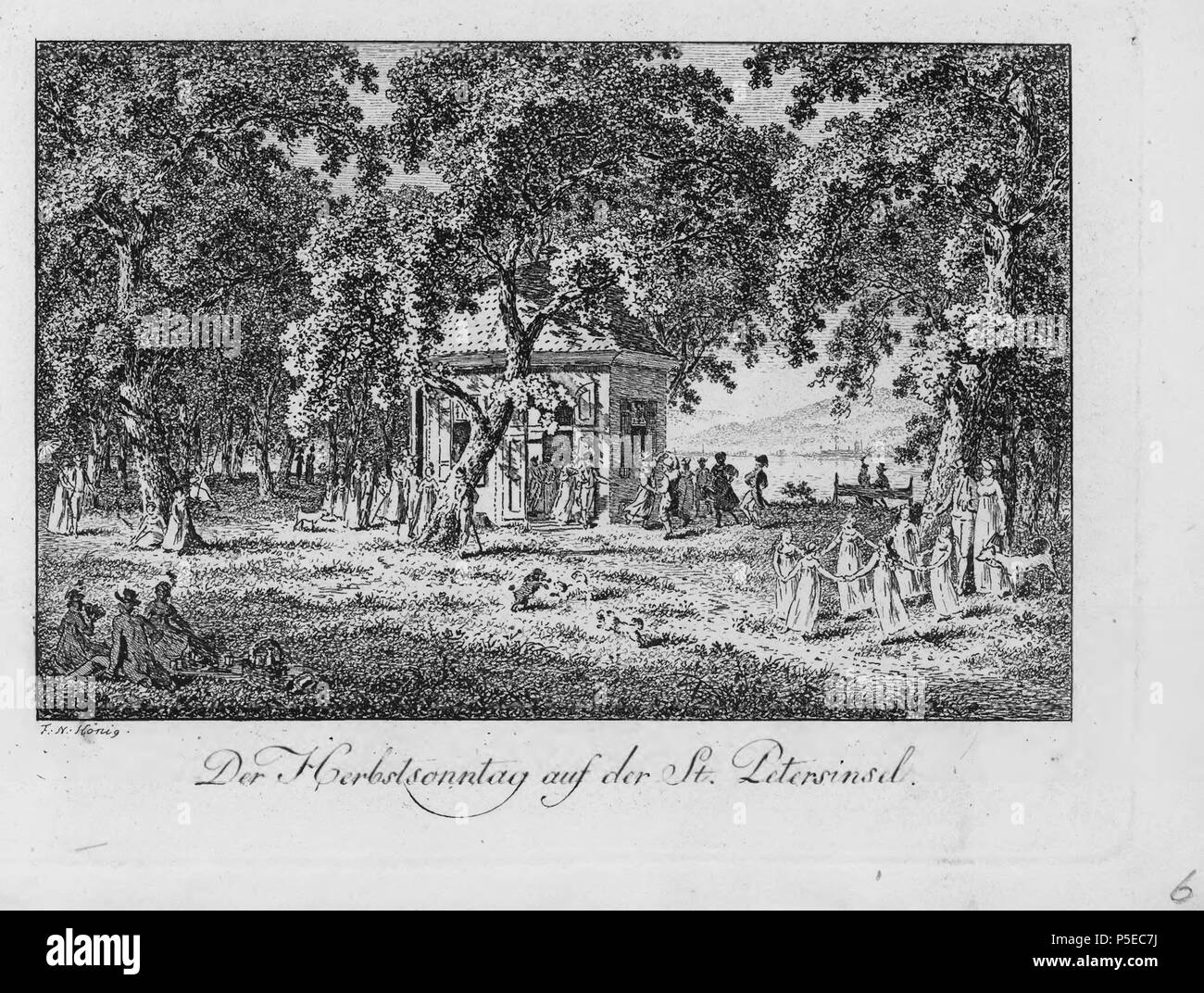 N/A. English: Buch: "reyssig Schweitzer-Gegenden, als Zugabe zu J.G. Ebels Handbuch für Reisende durch die Schweiz, Der herbstsonntag auf der St. Petersinsel. ca. 1810. F.N. König 320 CH-NB-Schweizergegenden -18719 - Seite 013 Stockfoto