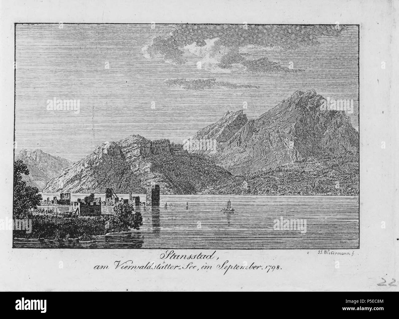 N/A. English: Buch: "reyssig Schweitzer-Gegenden, als Zugabe zu J.G. Ebels Handbuch für Reisende durch die Schweiz', Stansstad am Vierwaldstätter-See, im September 1798. ca. 1810. L. Hess 320 CH-NB-Schweizergegenden -18719 - Seite 045 Stockfoto