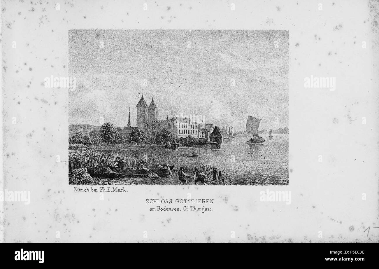 N/A. English: Buch: 'Schweizer-Album: eine Auswahl der interessantesten Ansichten der Schweiz, Schloss Gottlieben am Bodensee. zwischen 1860 und 1880. Unbekannt 320 CH-NB-Schweizer-Album -18733 - Seite 003 Stockfoto