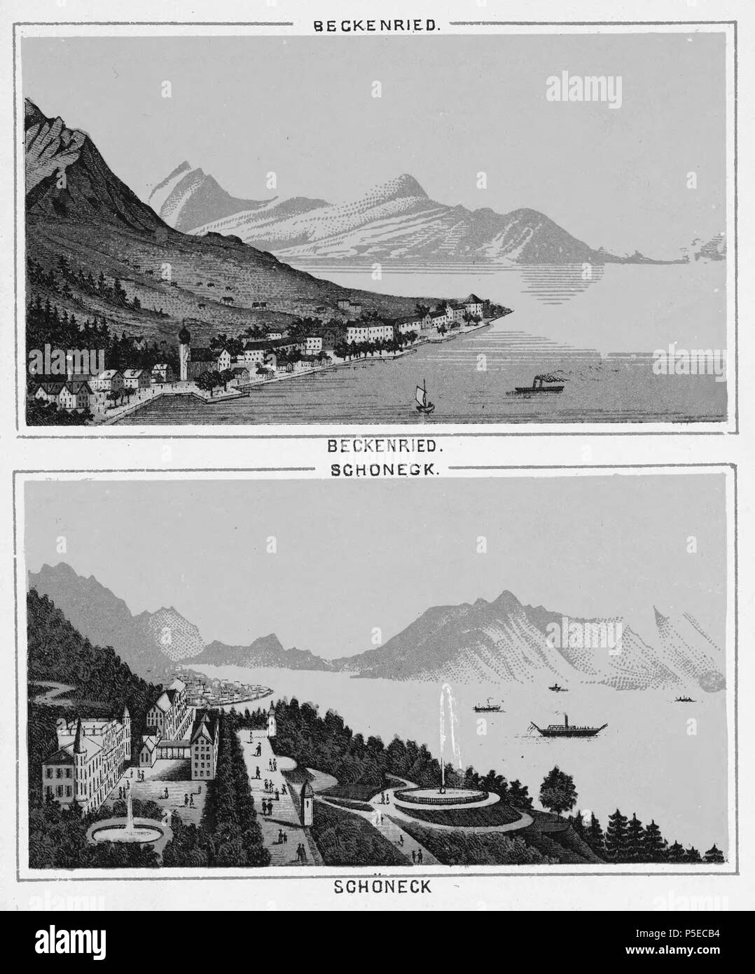 N/A. Die Ouvenir du Lac des IV. Kantone, Beckenried; Schöneck. ca. 1885. Unbekannt 321 CH-NB-Souvenir du Lac des 4 Kantone -18789 - Seite 005 Stockfoto