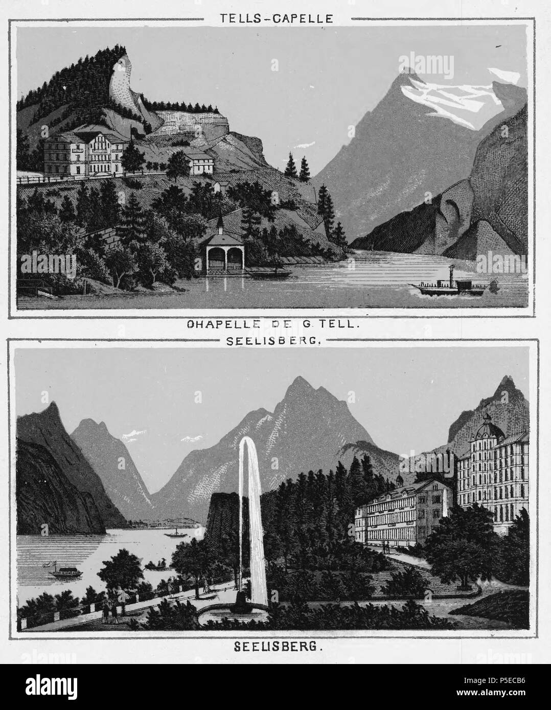 N/A. Die Ouvenir du Lac des IV. Kantone, Tells-Capelle, Chapelle de G Weiterempfehlen; Seelisberg. ca. 1885. Unbekannt 321 CH-NB-Souvenir du Lac des 4 Kantone -18789 - Seite 007 Stockfoto