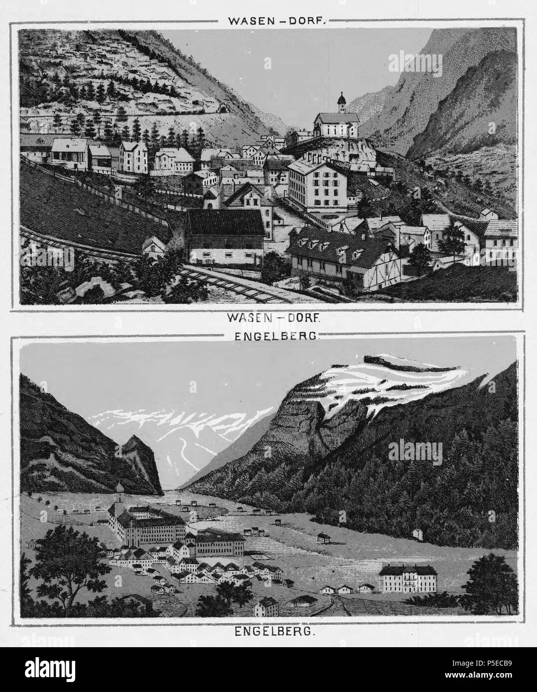 N/A. Die Ouvenir du Lac des IV. Kantone, Wasen-Dorf; in Engelberg. ca. 1885. Unbekannt 321 CH-NB-Souvenir du Lac des 4 Kantone -18789 - Seite 009 Stockfoto
