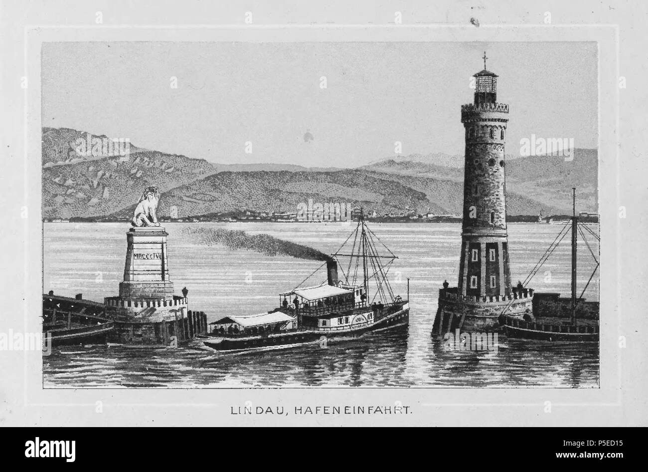 N/A. "Bodensee und Rhein", Lindau, Hafeneinfahrt. ca. 1885. Künzli, Carl 317 CH-NB-Bodensee und Rhein -19059 - Seite 005 Stockfoto