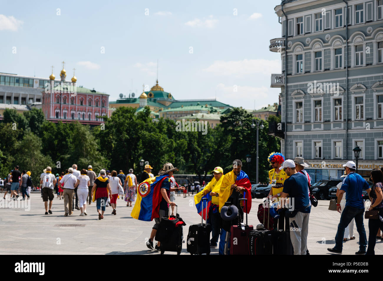 Fans versammeln sich in Russland während der FIFA Fussball-Weltmeisterschaft 2018 Stockfoto