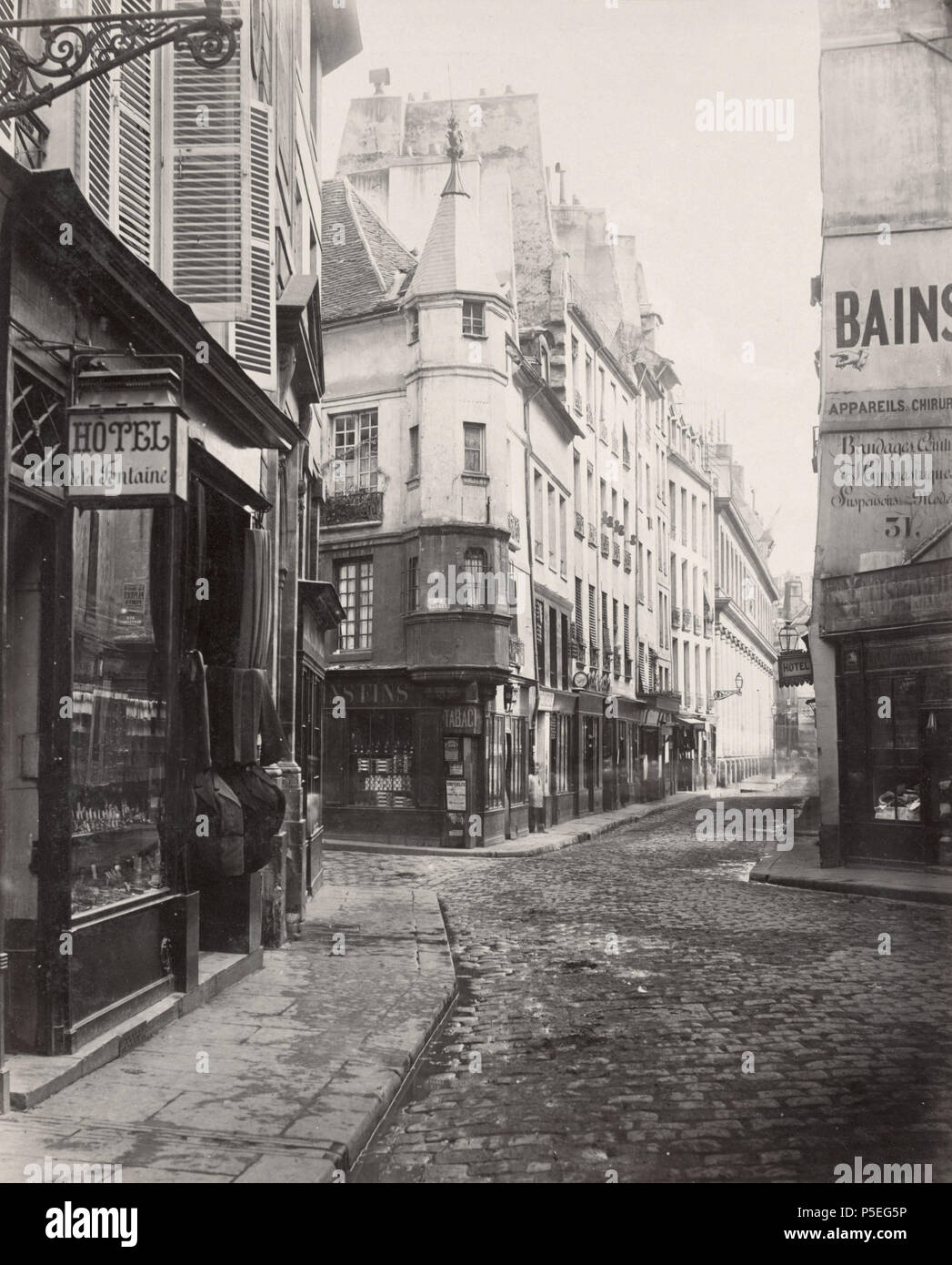 327 Charles Marville, Rue de l'Ecole de Médecine, Ca. 1853 - 70 Stockfoto