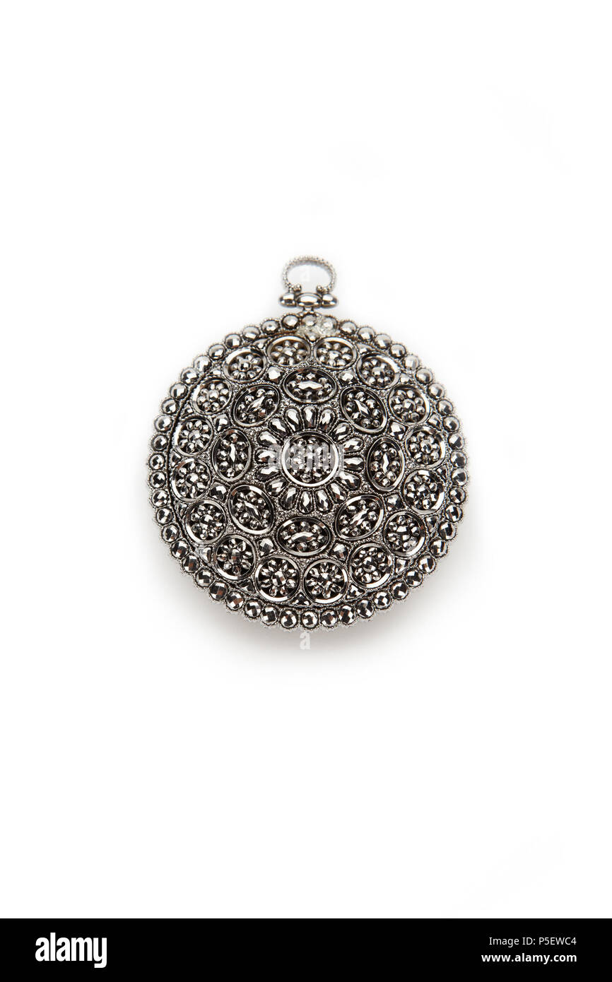 URI 164 Baksidan av ur Med högglanspolerade slipade stålpärlor - Skoklosters slott - 92238 Stockfoto