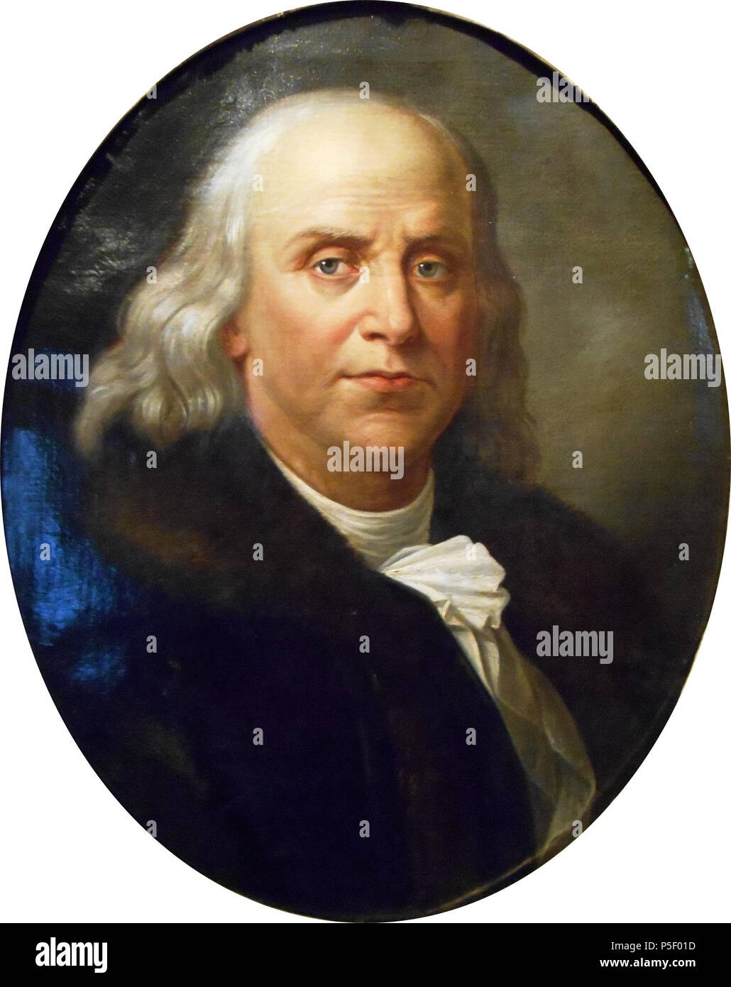 N/A. Français: Benjamin Franklin (1706-1790), huile sur toile. fin XIIIe siècle. Anonyme, d'après un-Oeuvre originale conservée à la Galerie des Büros à Florence (Italie) et probablement provenant de l'Ecole italienne du XVIIIe siècle, Don de James Morgan, 1907 186 Benjamin Franklin 1706-1790 Stockfoto