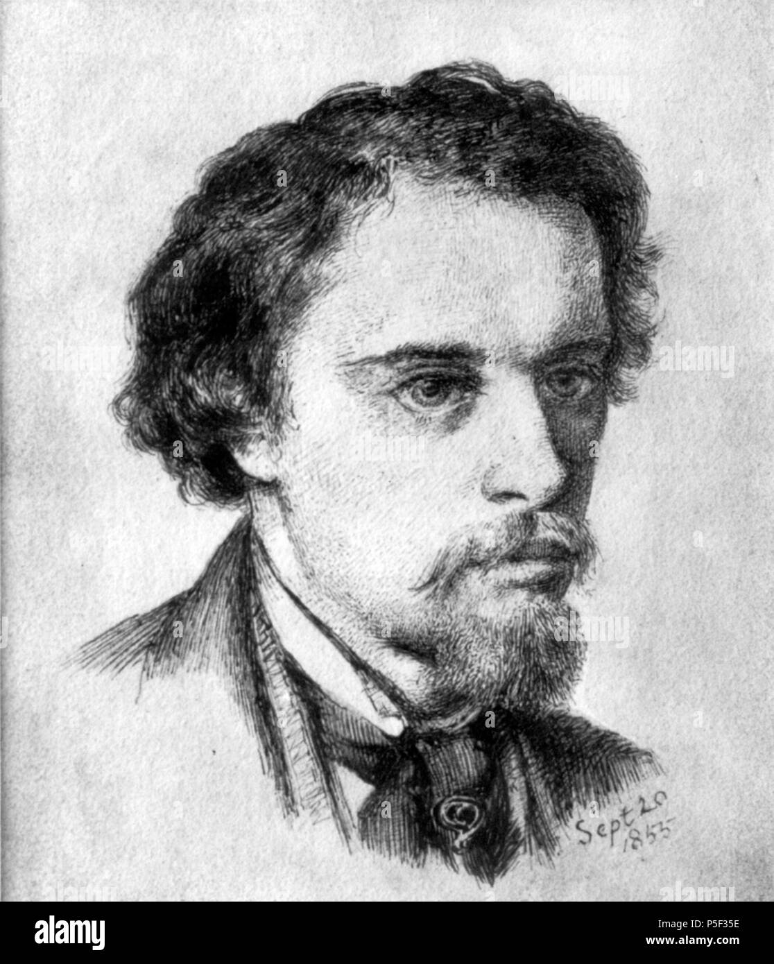 N/A. Englisch: Dante Gabriel Rossetti, self-Portrait Zeichnung. 20. September 1855. Dante Gabriel Rossetti (1828 - 1882) Alternative Namen Geburt Name: Charles Dante Gabriel Rossetti Beschreibung britische Maler, Dichter und Übersetzer Geburtsdatum / Tod 12. Mai 1828 9. April 1882 Ort der Geburt / Todes London Birchington-on-Sea Arbeiten Standort London Authority control: Q 186748 VIAF: 41848725 ISNI: 0000 0001 2129 6670 ULAN: 500022594 79117985 LCCN: n NLA: 35463837 WorldCat 412 Dante Gabriel Rossetti Selbstporträt cph. 3a 43191 Stockfoto