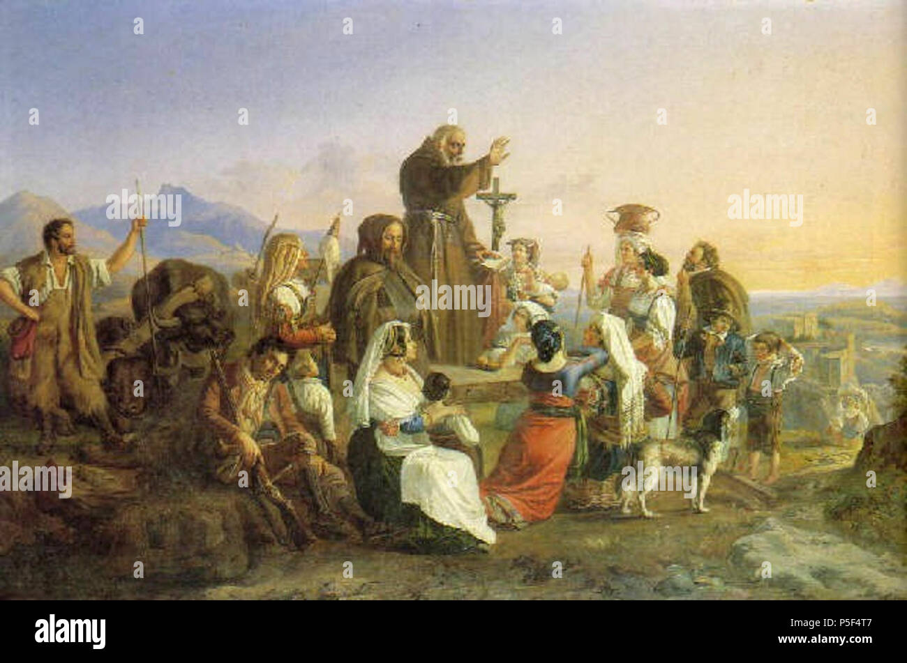 523 Ernst Heinrich Wilhelm Hampe - Predigt in Römischer Landschaft 1837 Stockfoto