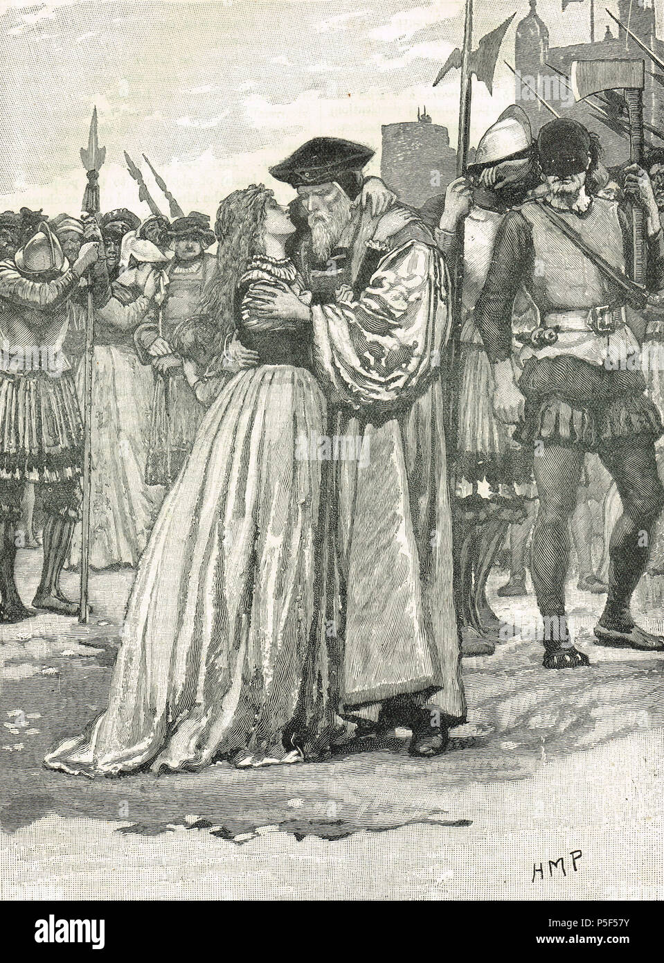 Margaret Roper Abschied von ihrem Vater, Sir Thomas More, Tower Wharf, an seiner Ausführung vom 6. Juli 1535 Stockfoto