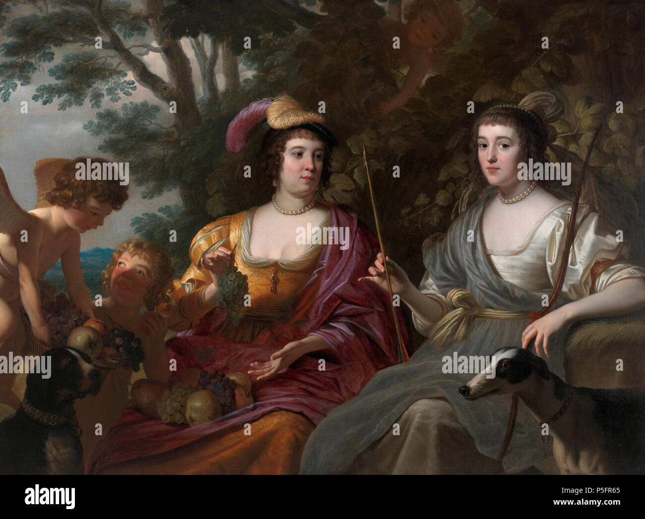 Amalia van Solms und Charlotte de La Trémoïlle als Diana und Ceres * Öl auf Leinwand 123,5 x 166,7 cm * * b . A .: GHonthorst. Fe. Ich 633 92 Amalia van Solms und Charlotte de La Trémoïlle, von Gerard van Honthorst Stockfoto Amalia van Solms und Charlotte de La Trémoïlle als Diana und Ceres * Öl auf Leinwand 123,5 x 166,7 cm * * b . A .: GHonthorst. Fe. Ich 633 92 Amalia van Solms und Charlotte de La Trémoïlle, von Gerard van Honthorst Stockfoto