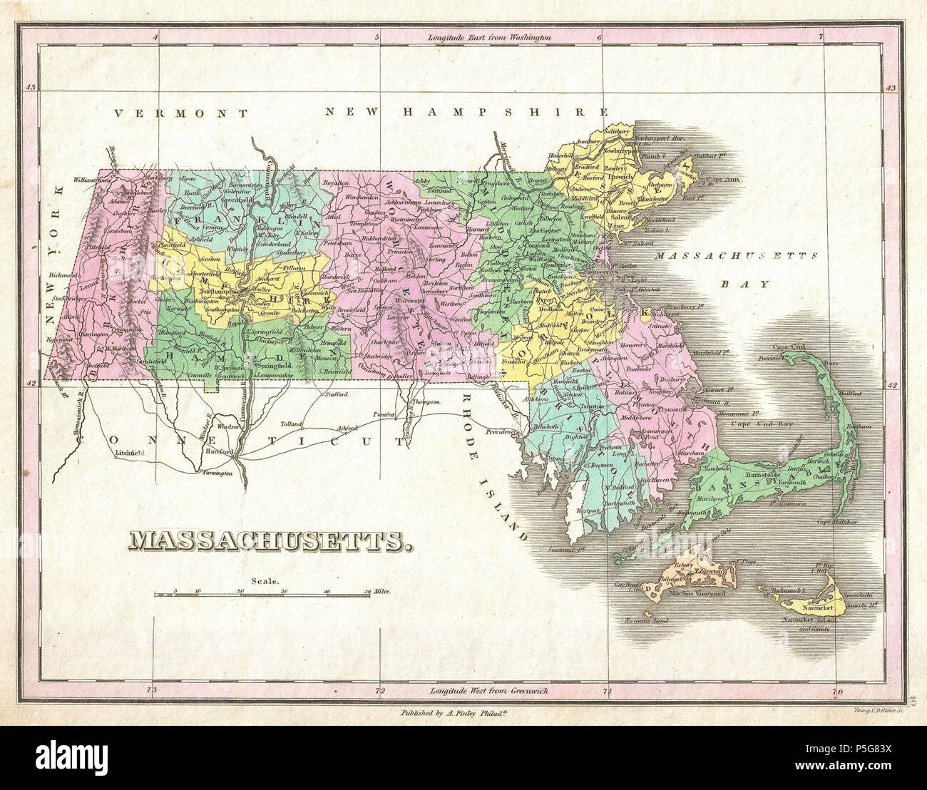 1827 Finley Karte von Massachusetts - Geographicus - Massachusetts - Finley-1827. Stockfoto