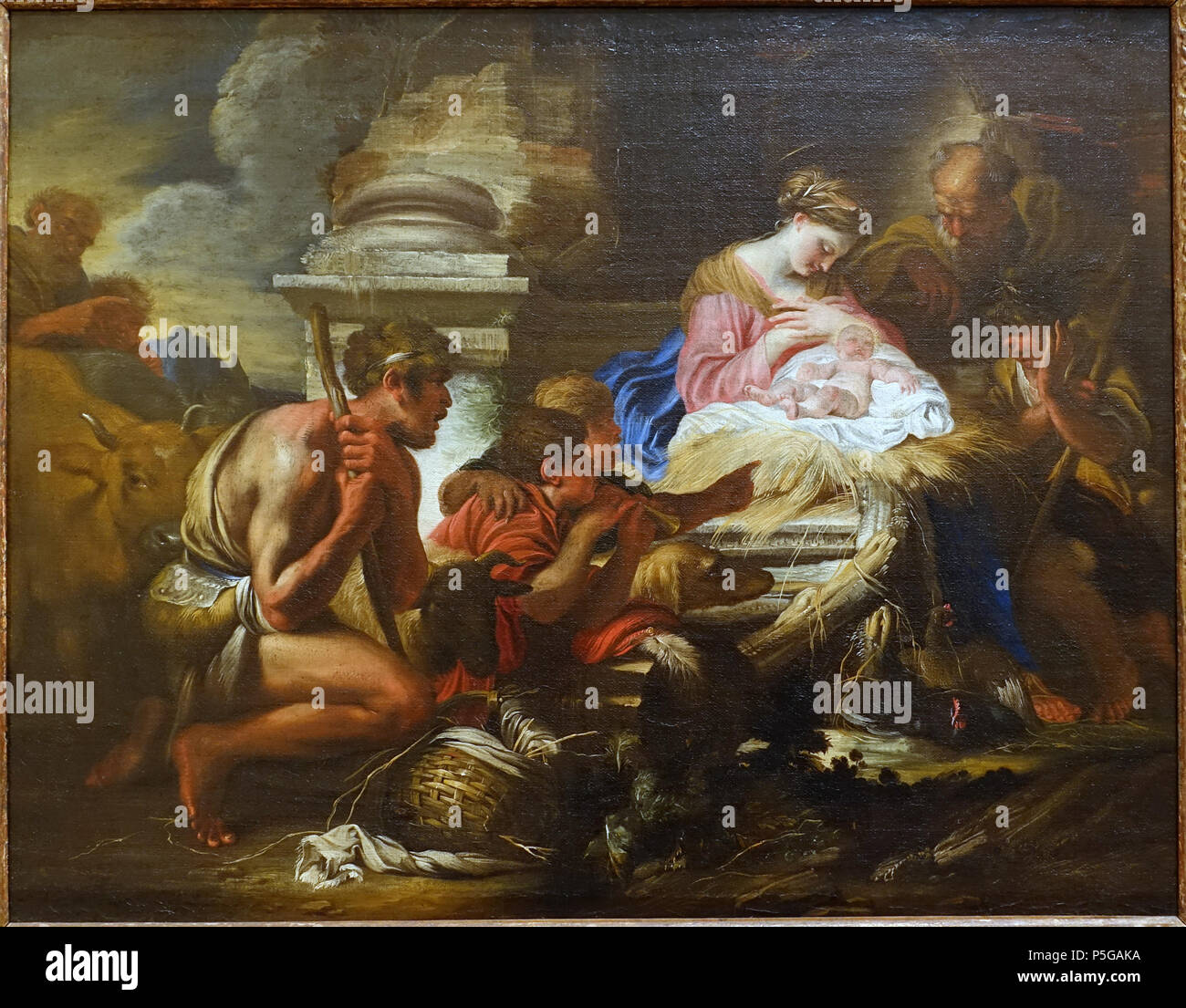 N/A. Englisch: Ausstellung in der blanton Museum für Kunst - Austin, Texas, USA. Diese Arbeit ist alt genug, so dass es im. 15 November 2015, 16:15:47. 62 Daderot Anbetung der Hirten, von Domenico Piola, Genua, C. 1650-1655, Öl auf Leinwand - Blanton Museum für Kunst - Austin, Texas - DSC 07988 Stockfoto