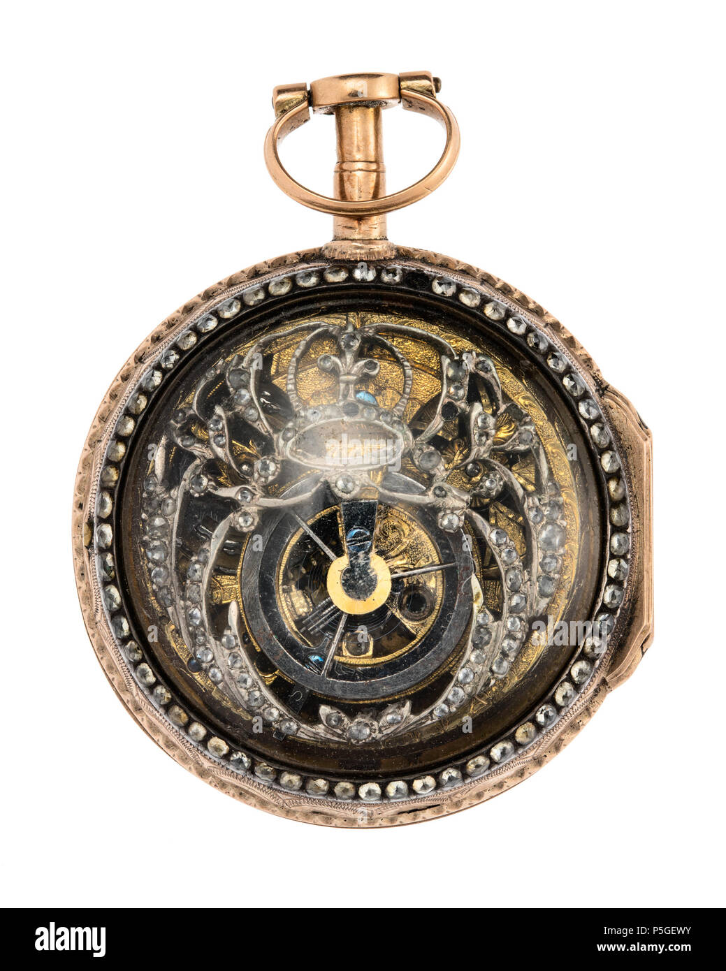 XXXVIII: G. a. 04. 556 Fickur med boett av guld och Glas med synligt urverk, 1770-tal-Hallwylska museet - 110455 Stockfoto