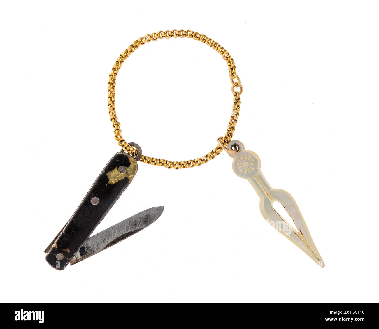 XXXVIII: H.08. 192 Berlocker, passare fällkniv och, 1800-tal-Hallwylska museet - 110492 Stockfoto