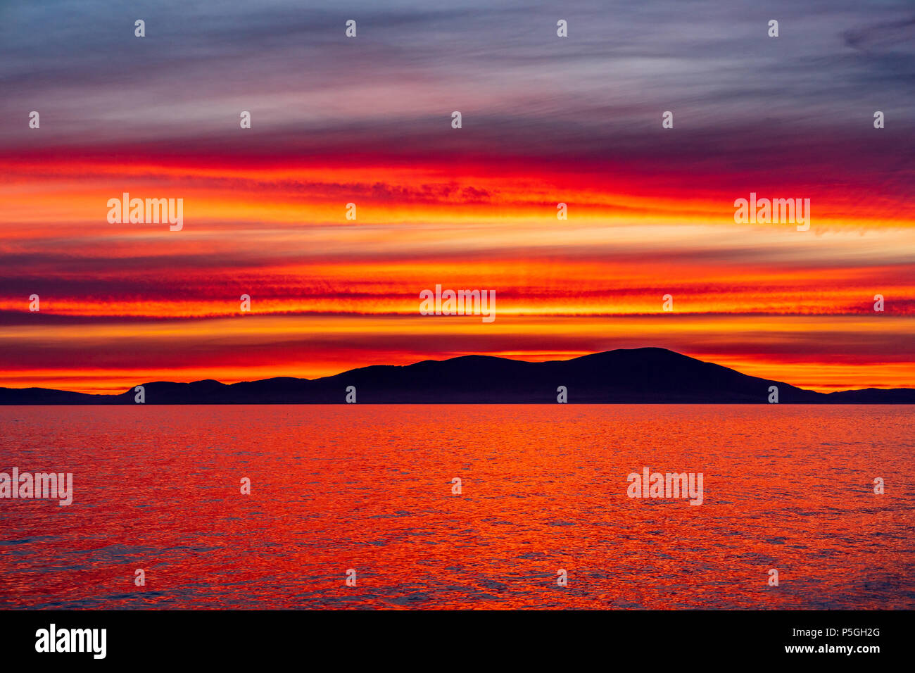 Allonby Sonnenuntergang Farben 3, Cumbria. Stockfoto