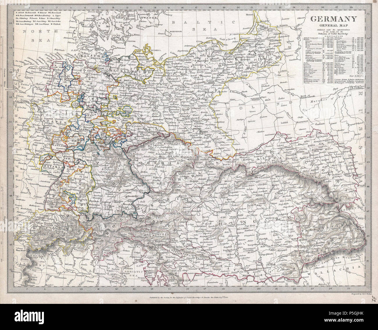 1840 S.D.U.K. Karte von Deutschland - Geographicus - Deutschland - sduk-1840. Stockfoto