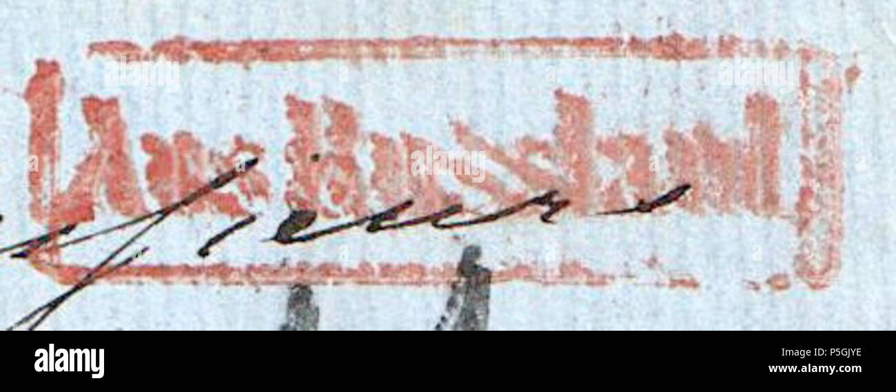 N/A. Englisch: Red'Aus Russland' Markierung als Deutsche Einreise/transit Mark von 1858 verwendet an Bord Konigsberg-Bromberg und ab Juni 1862 auf der Eydkuhnen-Bromberg T.P.O. verwendet Boxed 34 x 10 mm, in der Regel in rot auf unbezahlte Mail angeschlagen. Diese Kennzeichnung ist (immer) durch die Preußische", S. 33." Buchhaltung Mark einher. 26. März 1864. Europäischen Postunternehmen 152 aus Russland Markierung auf Russisch mail-Typ RY 4 Eydkuhnen-Bromberg Stockfoto