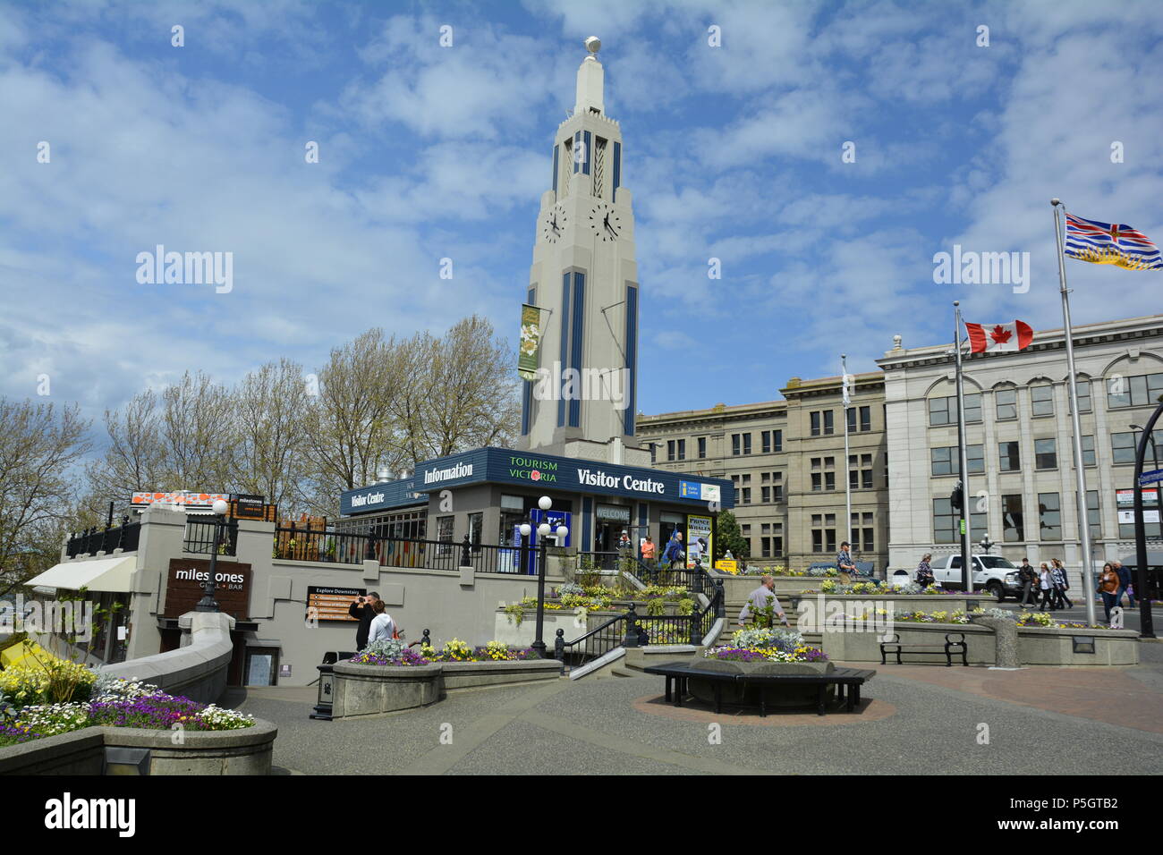 Informationszentrum, Innenhafen in Victoria BC, Kanada. Stockfoto