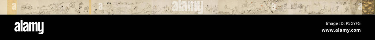 N/A. Tiere tummeln, zurückzuführen auf Tosa Mitsunobu (Kopie des Kzanji Chj Giga), 15.-Anfang des 16. Jahrhunderts, Japanische handscroll, Tusche und Farben auf Papier, 12 x 319 cm. (30.5 x 812.1 cm), Honolulu Museum der Kunst, den Beitritt 1951.1, 2213.1. 15. Anfang des 16. Jahrhunderts. N/A2' tummeln, zurückzuführen auf Tosa Mitsunobu Honolulu Museum der Kunst, 1951.1 Stockfoto