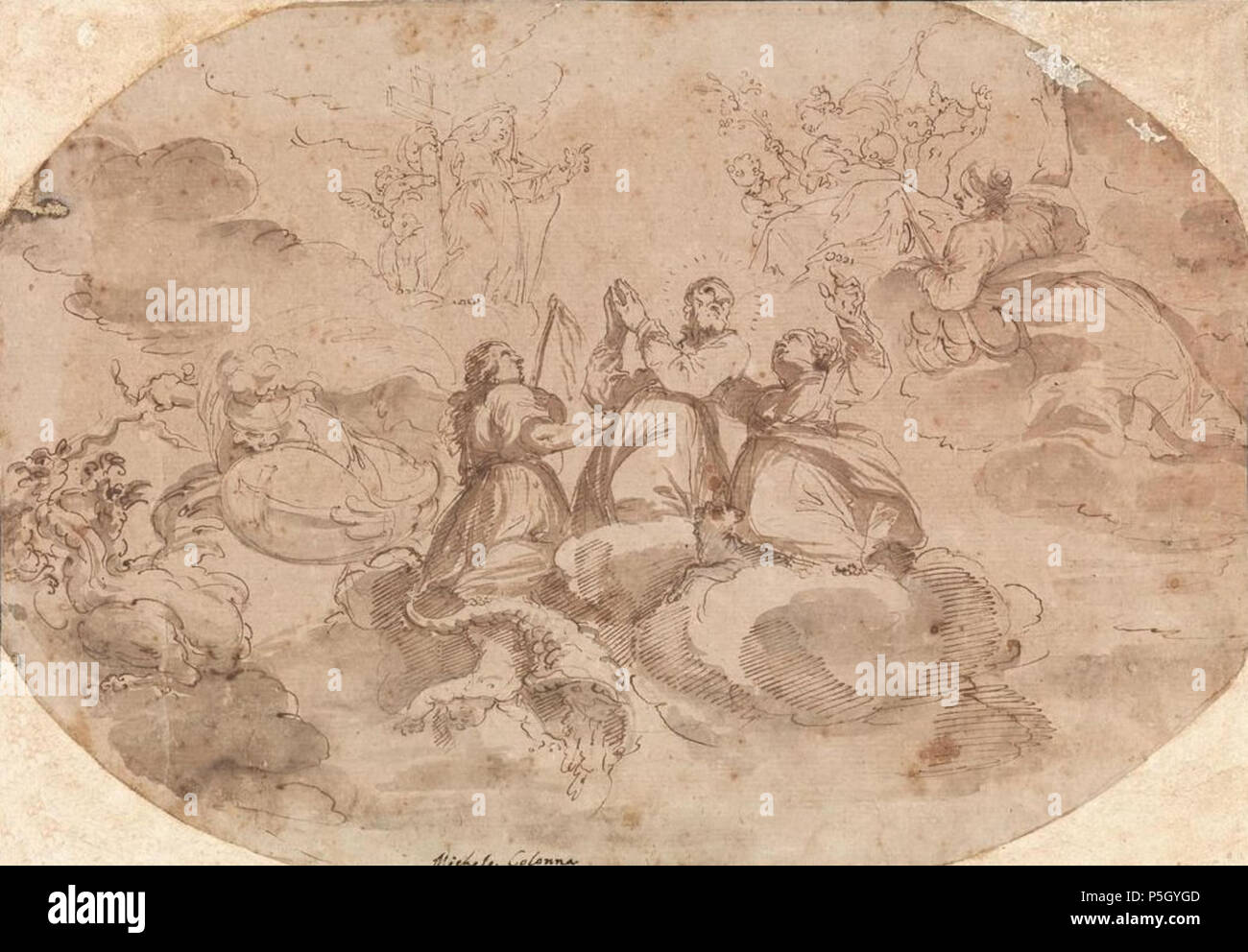 N/A. Englisch: Gloria di San Gaetano da Thiene, Zeichnung von Giuseppe Maria Rolli, 23,5 x 33,7 cm. (9.3 x 13.3 in.). Giuseppe Maria Rolli 2 "Gloria di San Gaetano da Thiene", Zeichnung von Giuseppe Maria Rolli Stockfoto