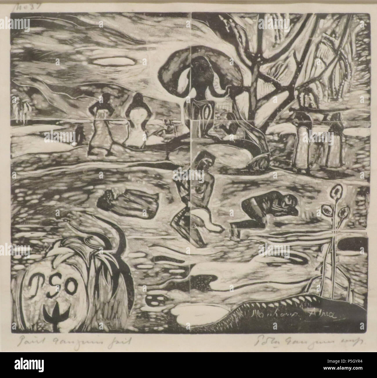 N/A. Englisch: Mahana Gott (der Tag Gottes) von Noa Noa (Duft) von Paul Gauguin, 1893-94, Holzschnitt, von Pola Gauguin 1921 gedruckt, Honolulu Museum für Kunst Beitritt 11105. zwischen 1893 und 1894. Paul Gauguin (1848 - 1903) Alternative Namen Henri Eugène Paul Gauguin Beschreibung Französische Maler und Schriftsteller Geburtsdatum / Tod 7 Juni 1848 8 Mai 1903 Ort der Geburt / Todes Paris Atuona Arbeit Periode von 1876 bis 1903 Standort Paris, Pont-Aven, Arles, Tahiti Authority control: Q 37693 VIAF: 27064953 ISNI: 0000 0001 2100 026 X ULAN: 500011421 79055546 LCCN: n NLA: 35115434 WorldCat Stockfoto