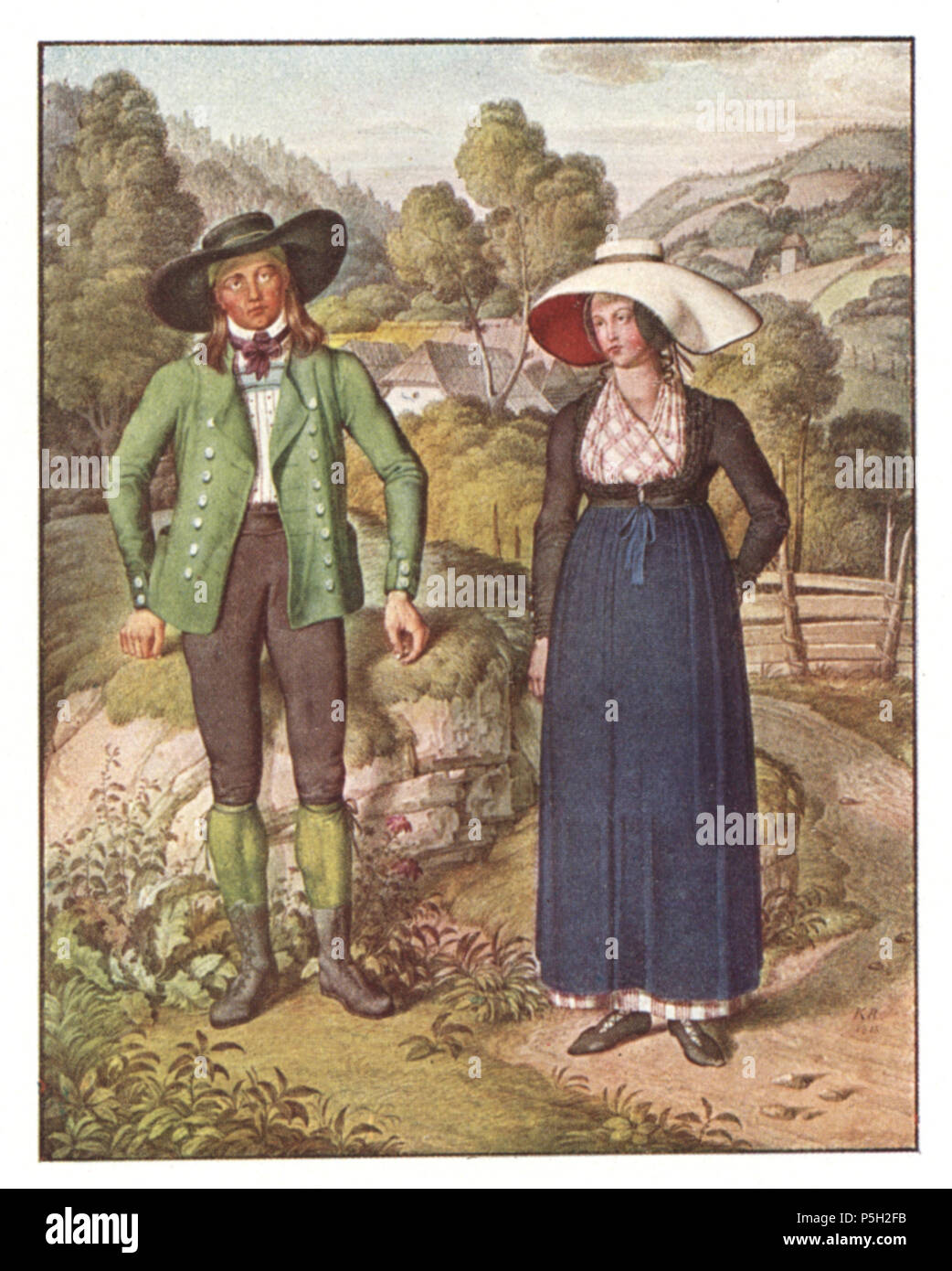 14 113 Bauernpaar aus Passail, Karl Ruß, 1813 Stockfoto