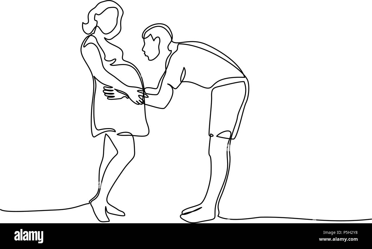 Gerne schwangere Frau mit ihrem Mann zu Fuß Stock Vektor