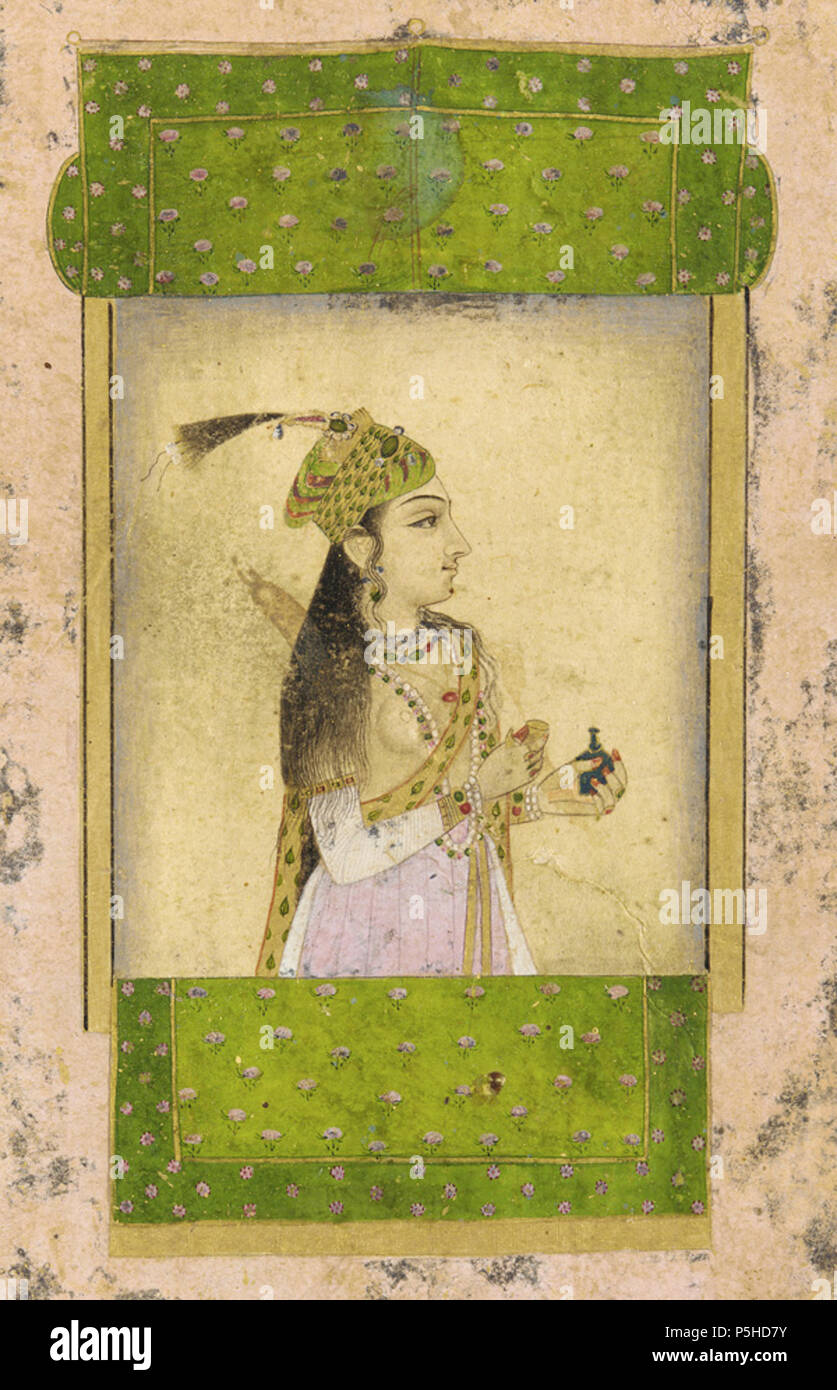 N/A. Englisch: eine edle Dame, Mughal dynasty, Indien. 17. Jahrhundert. Farbe und Gold auf Papier. Freer Gallery der Kunst F 1907.219. c. aus dem 17. Jahrhundert. Unbekannt 45 eine edle Dame, Mughal dynasty, Indien. 17. jahrhundert Stockfoto