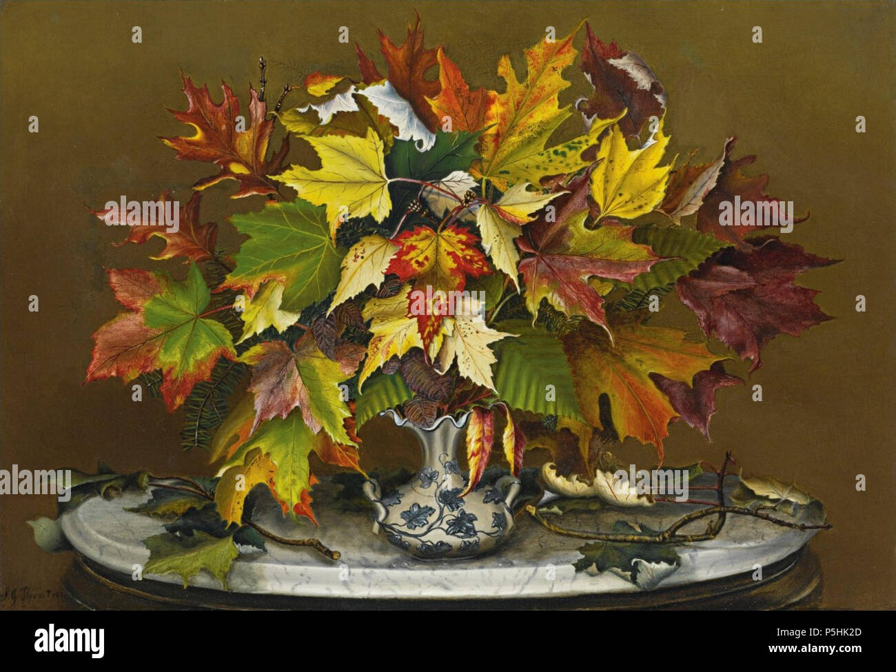 N/A. Englisch: Blätter im Herbst von Sarah Jane Prentiss, Öl auf Leinwand,  50,8 von 74 cm N/A1 "Autumn Leaves" von Sarah Jane Prentiss Stockfotografie  - Alamy