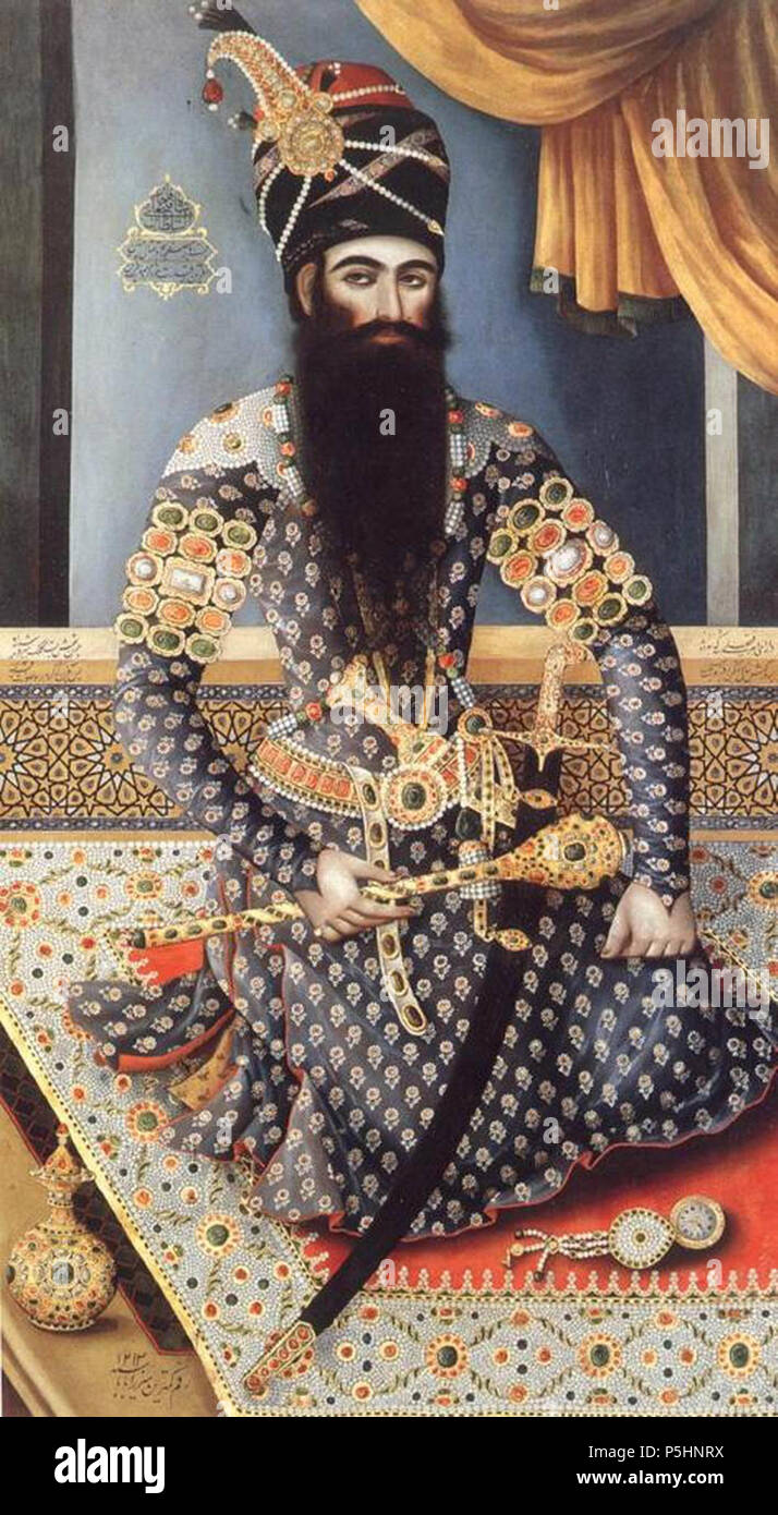 N/A. Englisch: Fat' - 'Al Shh Qjr, 1798 Français: Fath Ali Schah Qajar. l'huile sur toile. Iran XIXè siécle. 1798. Unbekannt 96 Eine frühe Malerei der Fath Ali Schah Stockfoto