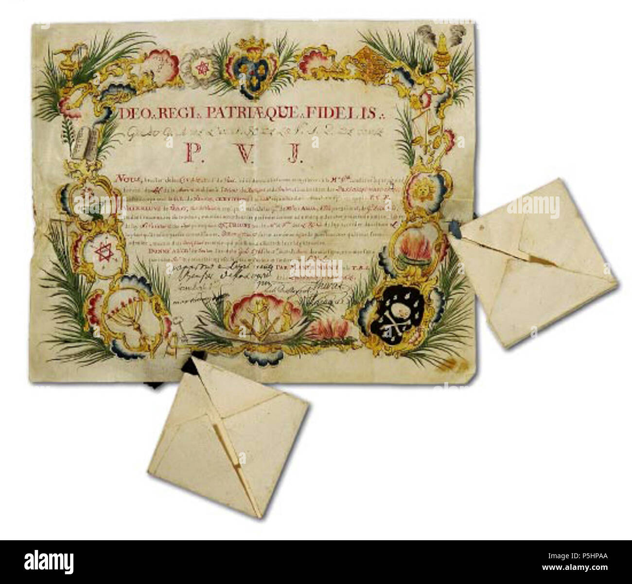 456 Diplôme de Grade maçonnique Stockfoto