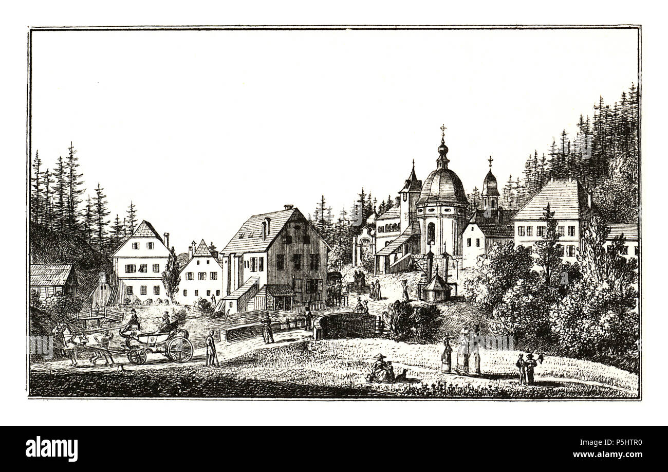 37 306 Ständisches Dobelbad bey Gratz Dobelbad, Haselsdorf - J. F. Kaiser Lithografirte Ansichten der Steiermark 1830 Stockfoto