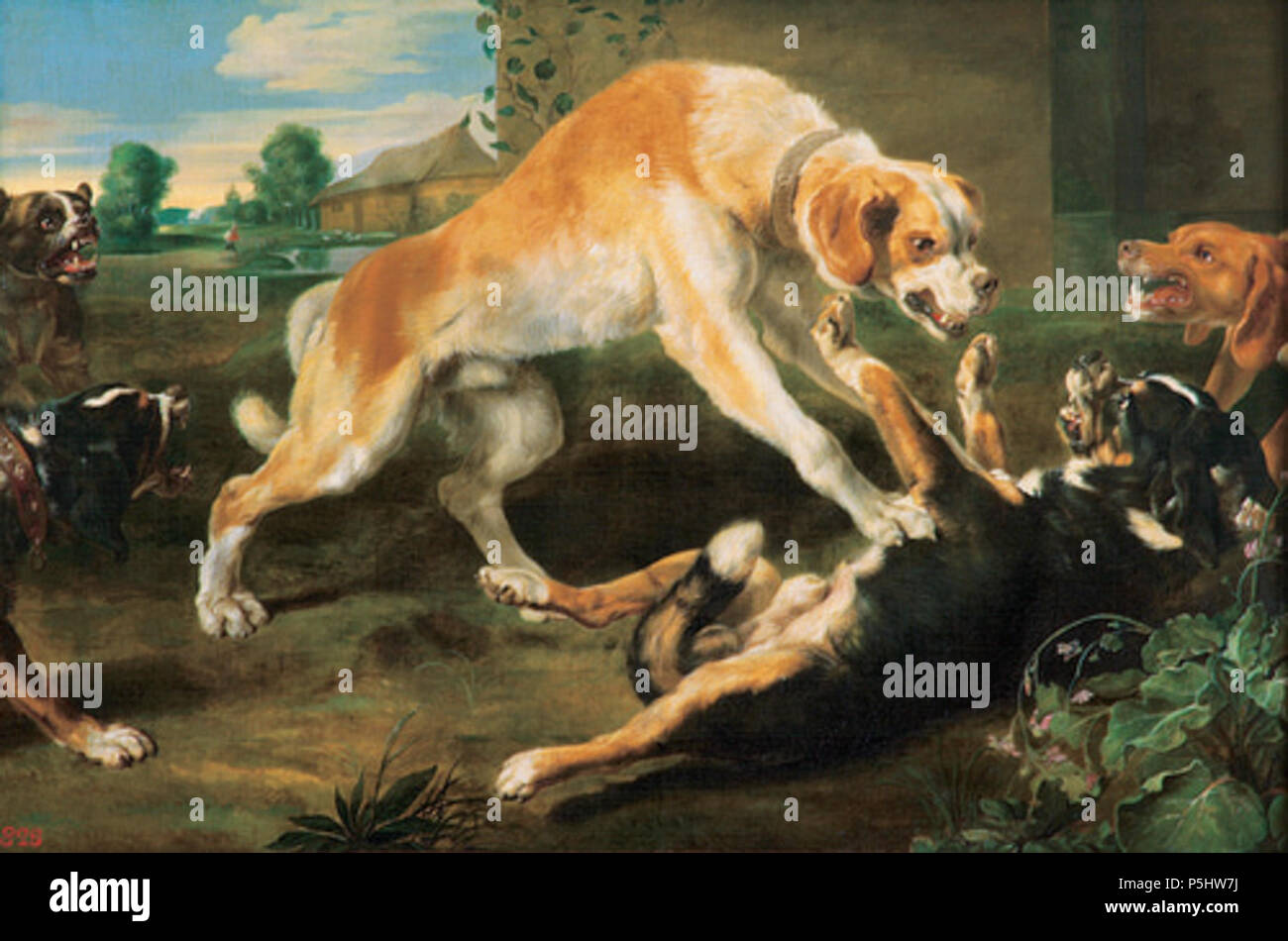 N/A. Englisch: 'dogs Kämpfen" durch Pauwel de Vos, die Eremitage. Pauwel de Vos 2 'dogs Kämpfen" durch Pauwel de Vos, der Eremitage Stockfoto