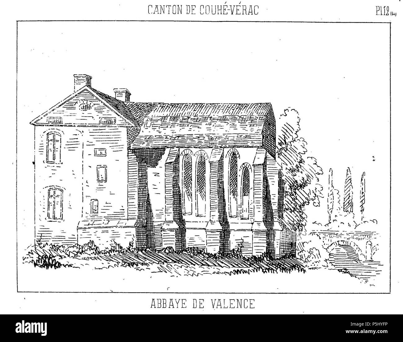 N/A. Français: Dessin Abbaye de Valence. 86700 Couhé. 26 Dezember 2013, 20:33:42. Amédée Brouillet 51 Abbaye de Valence (Vienne), 01. Stockfoto