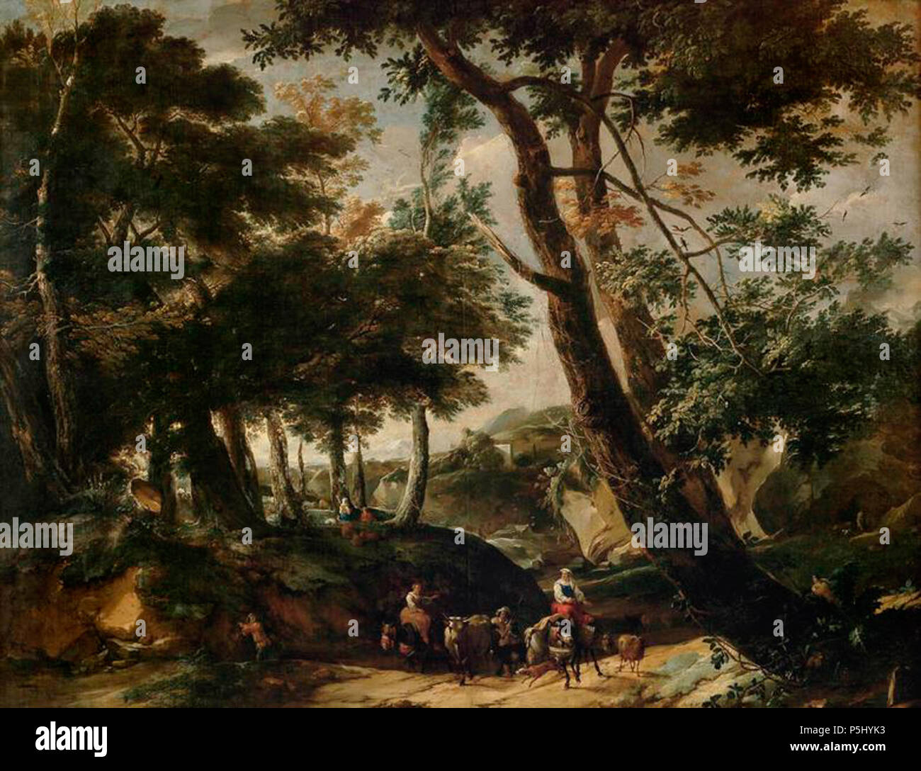 Englisch: Landschaft Nederlands: Landschap Français: Paysage 1666. N/A12 Philips Augustijn Immenraet - Landschaft Stockfoto