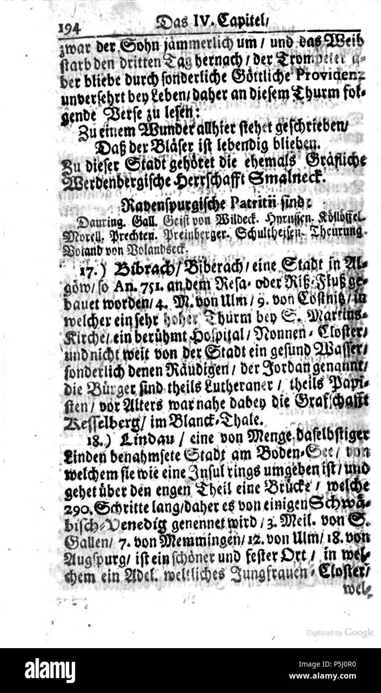 N/A. Englisch: Scan des Buches Seite. 1711. Johann Samuel Tromsdorff 56 Genaue neue und alte Geographie von ganz Teutschland 194 Stockfoto