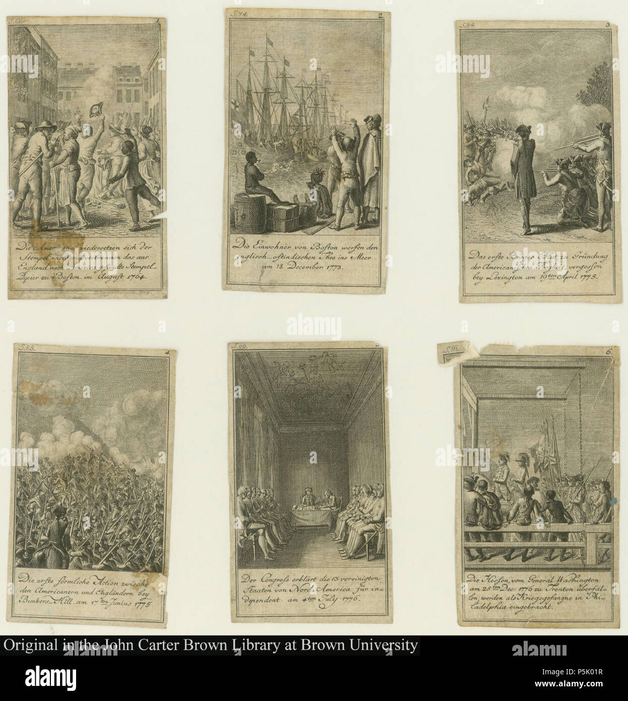 N/A. Sechs Szenen eines Zwölf-Szene picturing set Ereignisse der amerikanischen Revolution. Creator 1: Daniel Nickolaus Chodowiecki. Creator 1 Termine: 1726-1801. Creator 1 Rolle: Stecher. Quelle Creator: Sprengel, M.C. (Matthias Christ), 1746-1803. Quelle Titel: Allgemeines historisches Taschenbuch oder Abriss der merkwürdigsten neuen Welt-Begebenheiten enthaltend für 1784 sterben der Revolution von NordAmerica. Quelle Erscheinungsort: Berlin. Quelle Herausgeber: bey Haude und Spener. Quelle Datum: [1784]. 1784. Daniel Nickolaus Chodowiecki 25 1784 Chdowiecki AmericanRevolution 01204001 Stockfoto